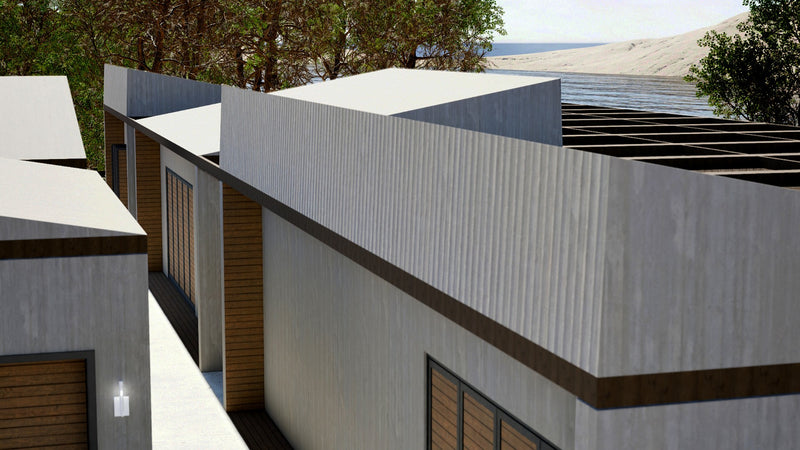 Beach house walkway hallway isometric roof render. Of the 3D Designed and rendered Beachhouse & Landscape.