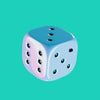 3D animation of the spinning dice transformation from a traditional d6 6 sided die, to a textured glowing D8 8-sided die then finally swapping direction to spin to a very fancy glowing 12 sided D12 dice.